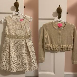 Lilly Pulitzer gold sparkle dress and sweater set